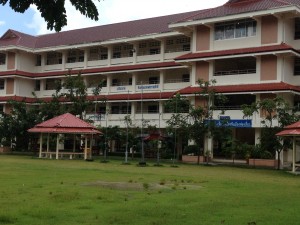 The Blue Writing is The Water Level of the Tsunami in 2004 that Destroyed the School